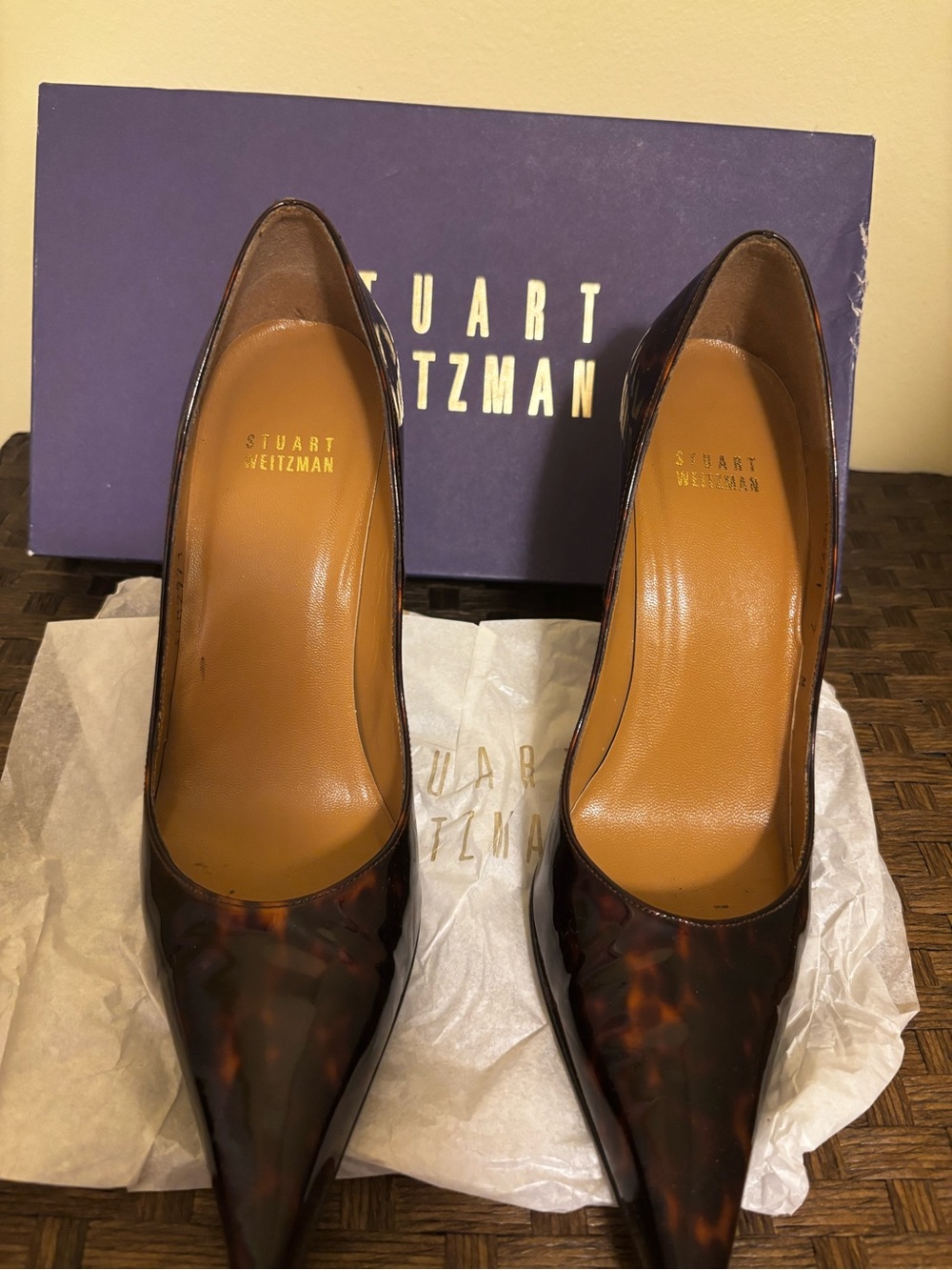 Stuart Weitzman Women’s Tortoiseshell Pointed Toe Pumps - Brown